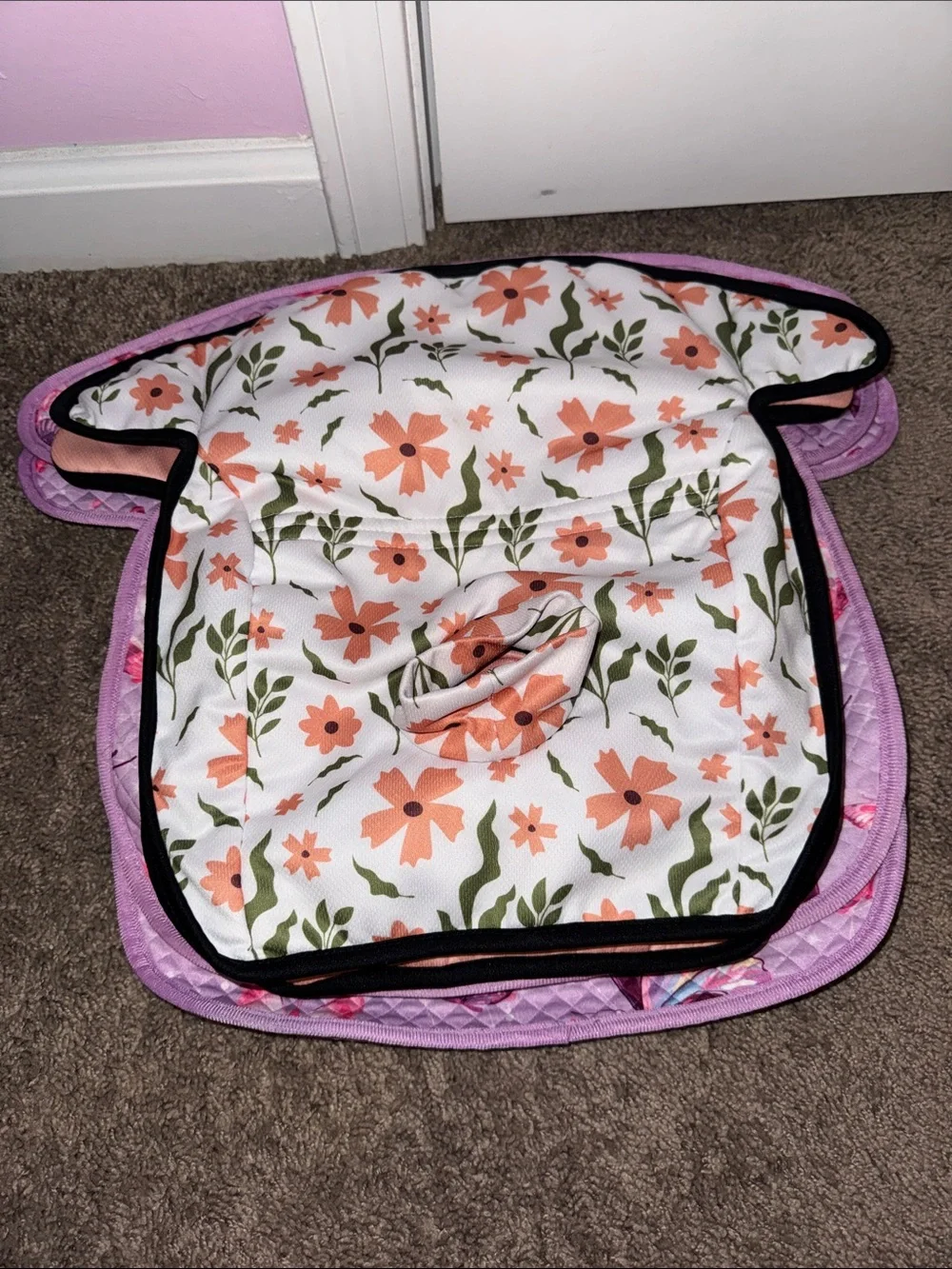 Floral & Pink car seat cover Set - Peach and Lavender set of 5
